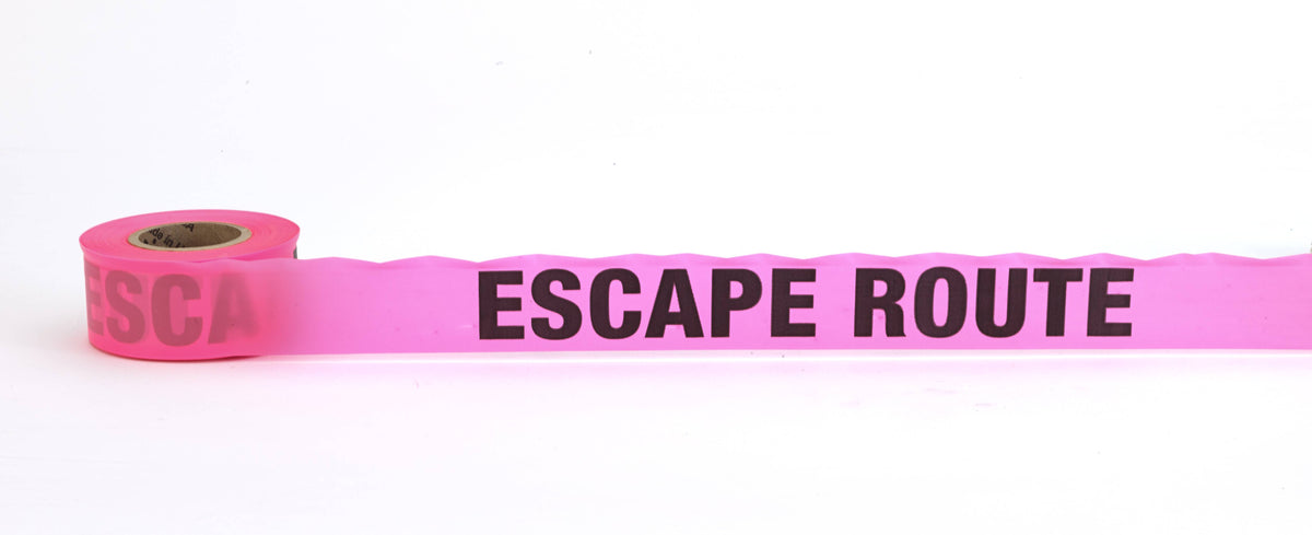Flagging Tape - Printed (108 Rolls) 16003-775-150 Mutual Industries Glo Pink Escape Route