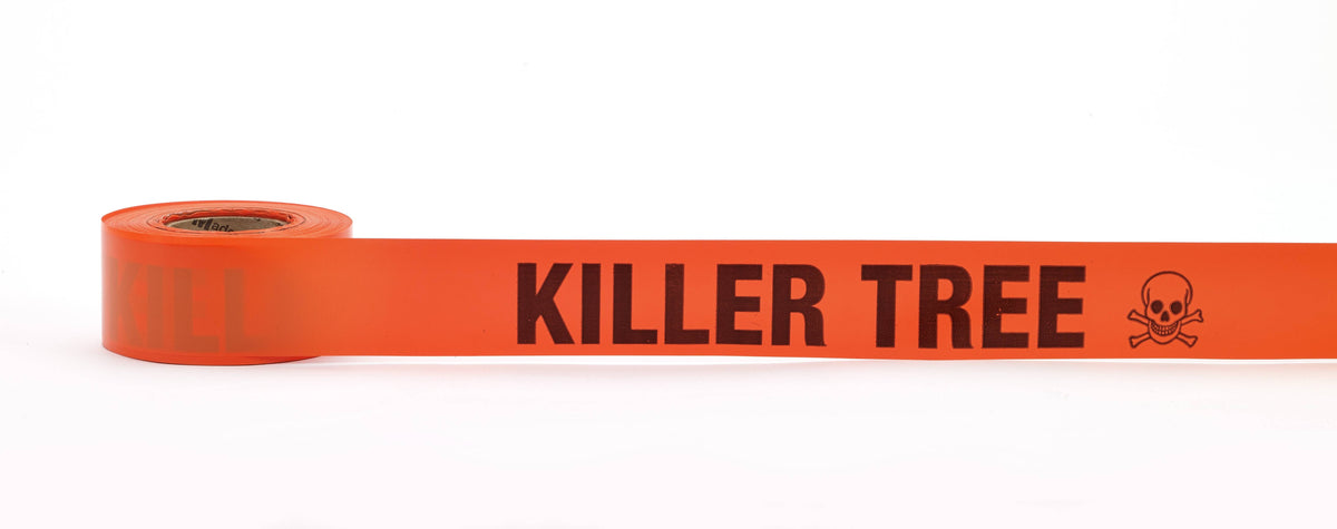 Flagging Tape - Printed (108 Rolls) 16003-145-150 Mutual Industries Glo Orange Killer Tree
