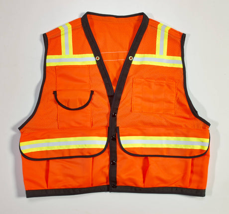Super Deluxe Surveyor Vest (12 Count) 16333-45-3 Mutual Industries Orange Large