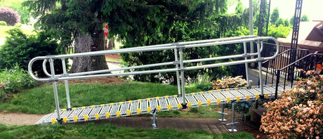 48" Wide Modular Ramp System with Loop End Handrails Roll-A-Ramp