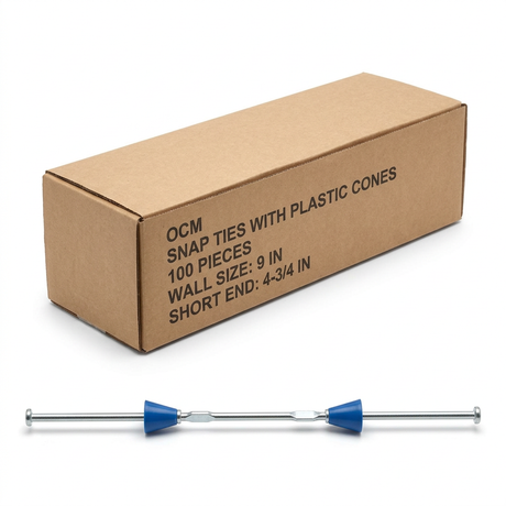 Snap Ties with Plastic Cones (100 Pieces) OCM Short End (4-3/4") 9"