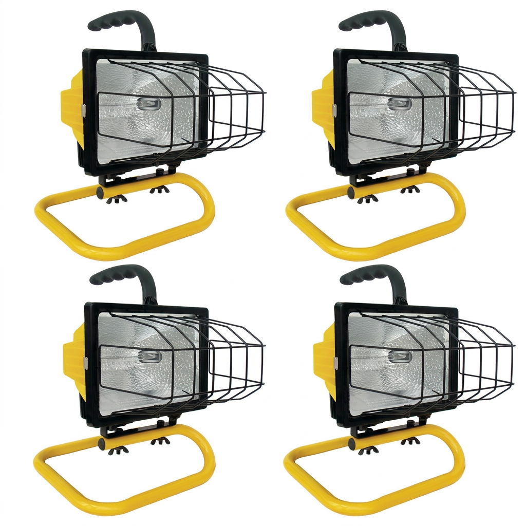 500 Watt Halogen Work Light – Portable Heavy-Duty Lighting - Pack of 4 Units