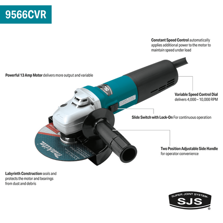 6" SJS™ High‑Power Slide Switch Cut‑Off/Angle Grinder Makita