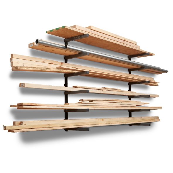 6-Level Lumber Storage Rack – Black and Gray - Bora