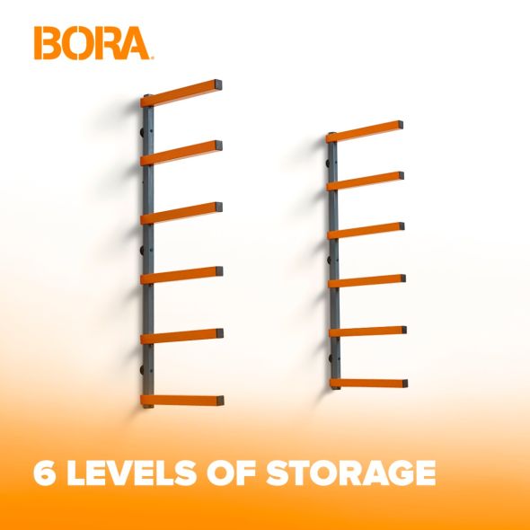 6-Level Lumber Storage Rack – Orange and Gray - Bora