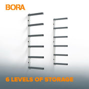 6-Level Lumber Storage Rack – White and Gray - Bora