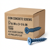 CON CONCRETE SCREWS - PHILLIPS FLAT (BLUE GUARD COATING) - #2 Phillips CONFB0316314 Daggerz 3/16" x 3-1/4" (Box of 1500)