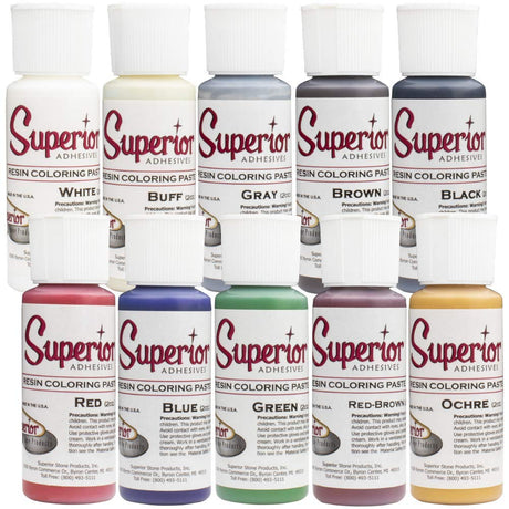 Superior RESIN COLORING PASTE 200-35000-74 Superior Stone Products Box of 10/2oz Box of all 10 colors in one