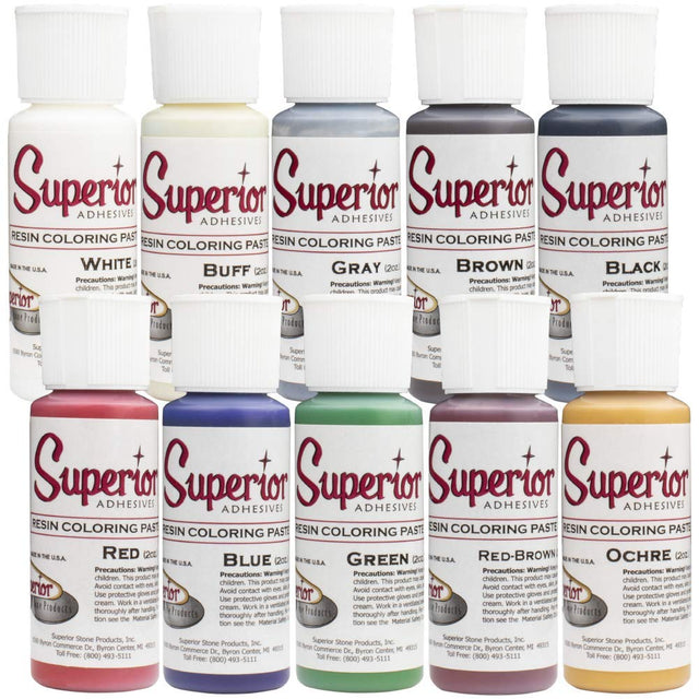 Superior RESIN COLORING PASTE 200-35000-74 Superior Stone Products Box of 10/2oz Box of all 10 colors in one