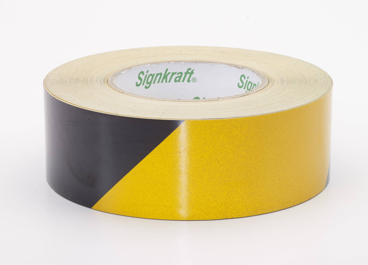 Reflective Hazard Stripe Tape 17798-9141-2000 Mutual Industries Black/Yellow 2" x 50YD