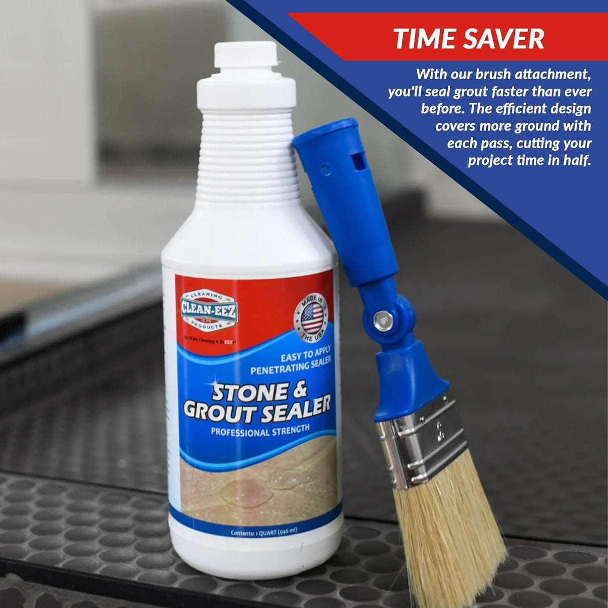 Grout & Stone Sealer + Stand-up Sealer Brush Clean-eez