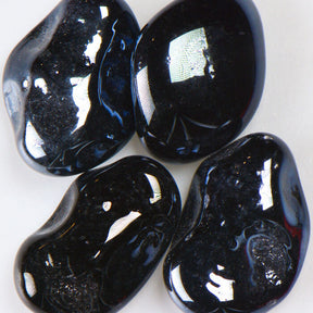 Iridescent Jelly Bean Glass - Medium Size - Fire Glass JBLACKIM-1 American Specialty Glass Black Licorice 1 LB