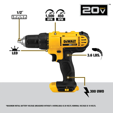20V MAX* Lithium Ion Drill Driver/Impact Driver Combo Kit(1.3 Ah) DeWalt