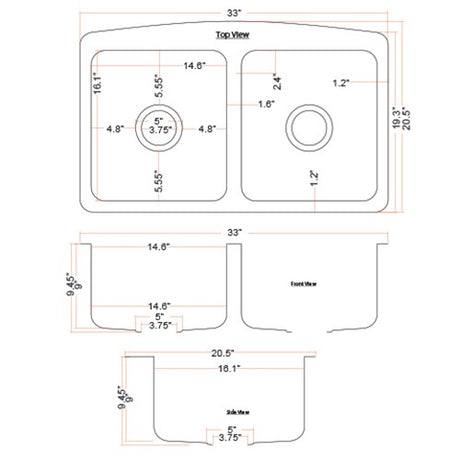 Dakota Sinks DSE-HCA5050 Signature Elements Series 33 Inch 50/50 Handmade Copper Double Bowl Apron Front Kitchen Sink - Hammered Copper Dakota Sinks