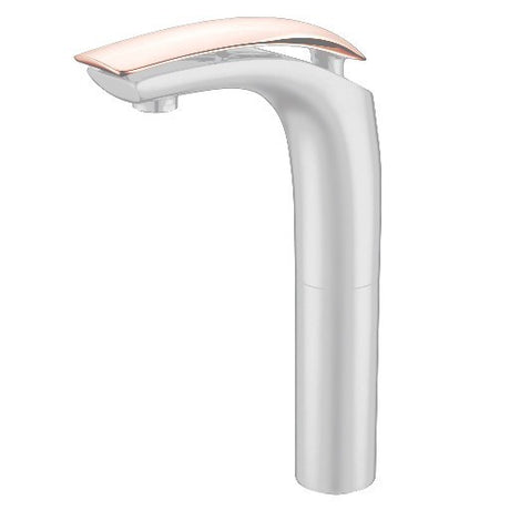Dakota Sinks 10 3/8 Inch Vessel Bathroom Faucet with Pop-Up Drain DSF-00BVE06WRG-DIS Dakota Sinks White and Rose Gold