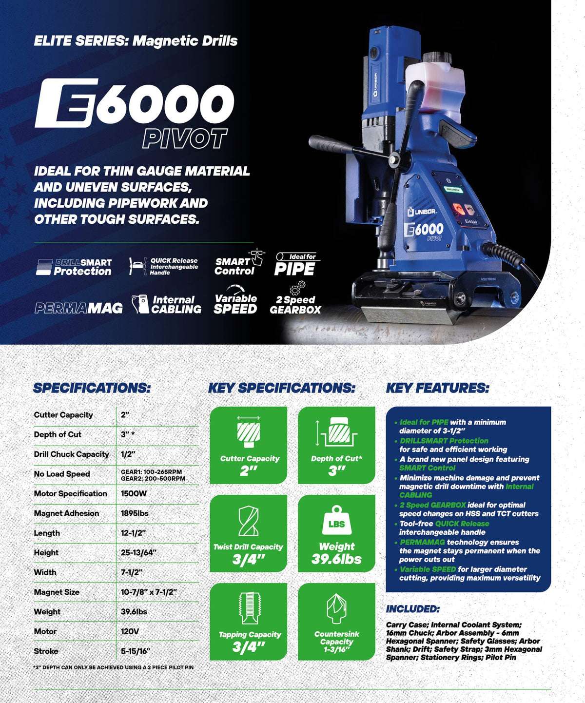 Unibor E6000 Pivot Magnetic Drill Unibor