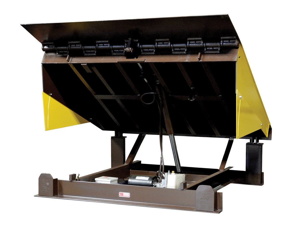 Electric Hydraulic Dock Leveler 72"W x 62"L x 23-1/2"D Pit Dimensions, 50000 Lb. Capacity Brown/Yellow Vestil