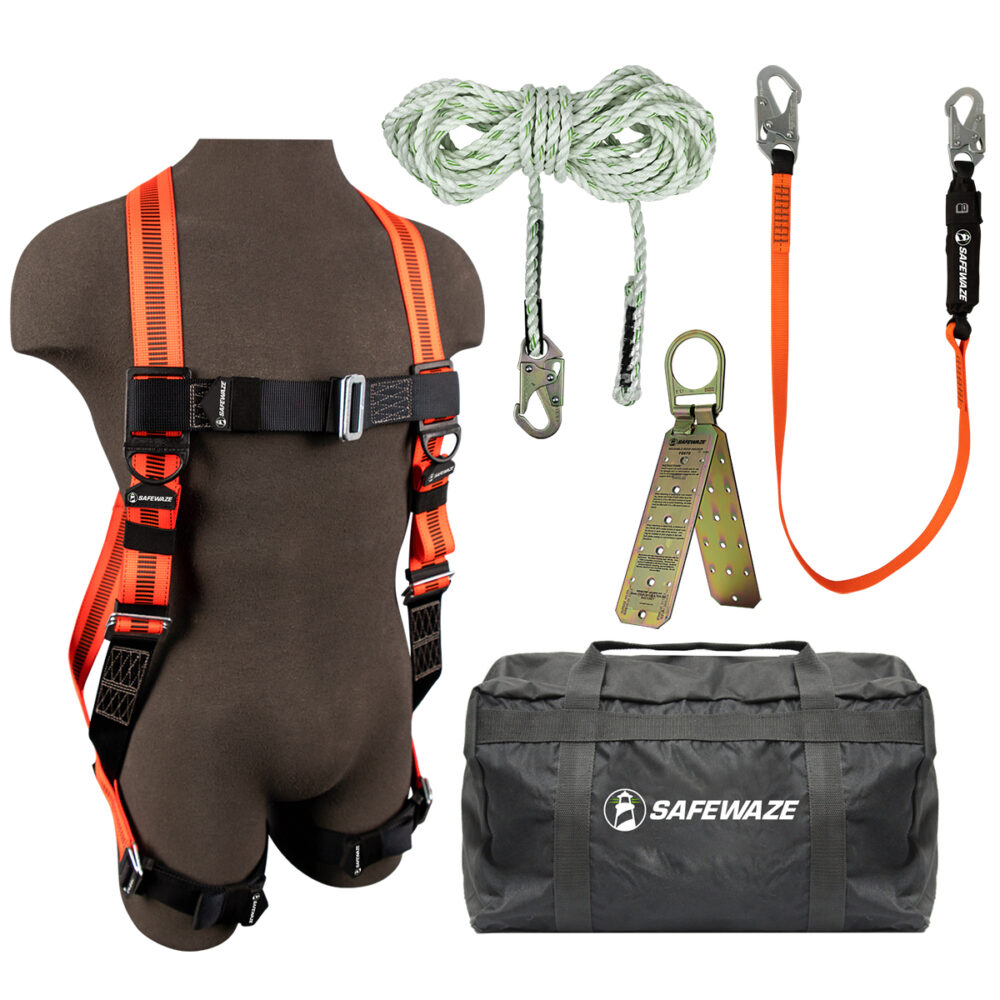 V-Line Bag Roof Kit: FS99280-E Harness, FS700-50GA VLL, FS88560-E Lanyard, FS870 Anchor, FS8175 Bag Safewaze