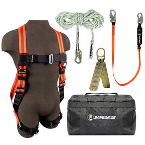 V-Line Bag Roof Kit: FS99280-E Harness, FS700-50GA VLL, FS88560-E Lanyard, FS870 Anchor, FS8175 Bag Safewaze