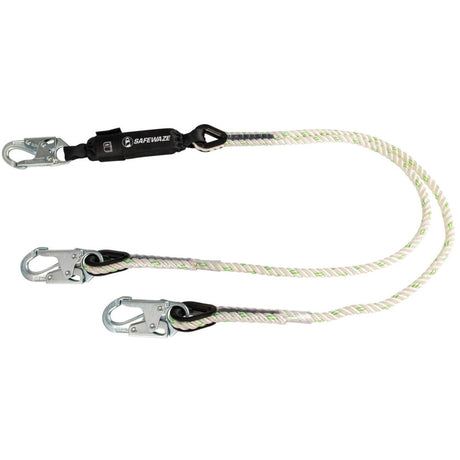 PRO 6′ Rope Energy Absorbing Lanyard: Dual Leg, Snap Hooks Safewaze