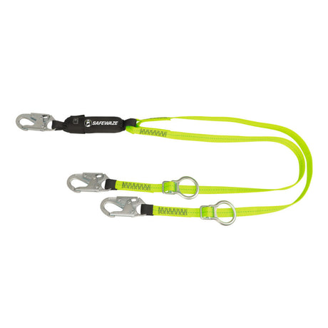 PRO 6′ Tie-Back Energy Absorbing Lanyard: Dual Leg, Adjustable Ring Safewaze