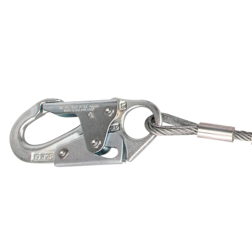 PRO 6′ Cable Energy Absorbing Lanyard: Dual Leg, Snap Hooks Safewaze