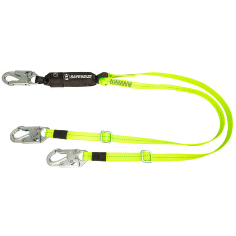 PRO 4′-6′ Adjustable Energy Absorbing Lanyard: Dual Leg, Snap Hooks Safewaze
