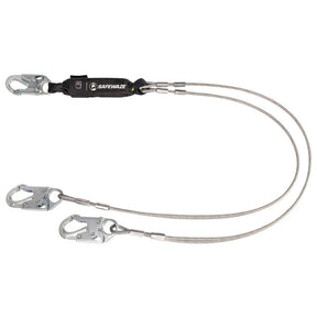 PRO 6′ Cable Energy Absorbing Lanyard: Dual Leg, Snap Hooks Safewaze