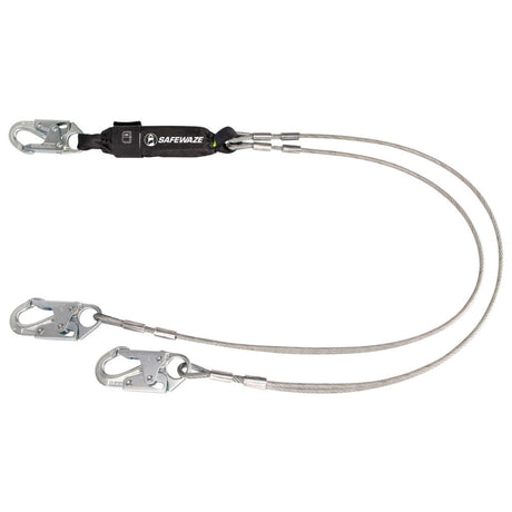 PRO 6′ Cable Energy Absorbing Lanyard: Dual Leg, Snap Hooks Safewaze