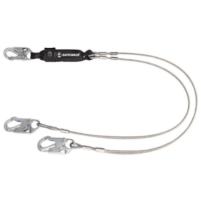PRO 6′ Cable Energy Absorbing Lanyard: Dual Leg, Snap Hooks Safewaze