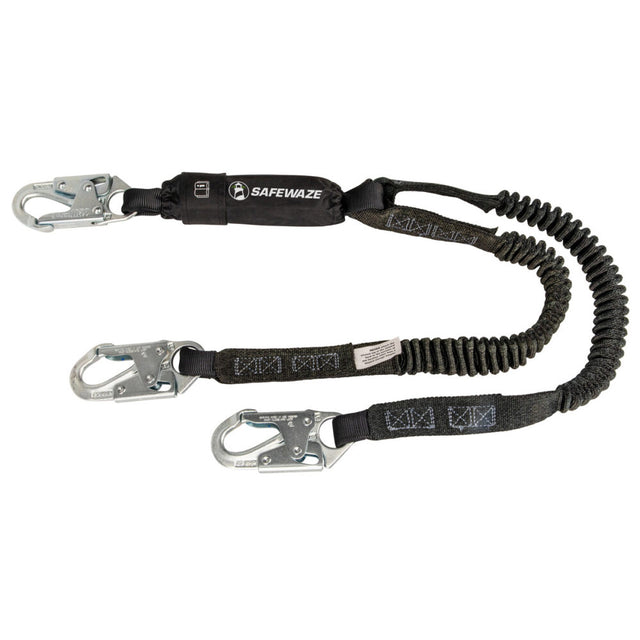PRO 6′ Stretch Energy Absorbing Lanyard: Dual Leg, Snap Hooks Safewaze