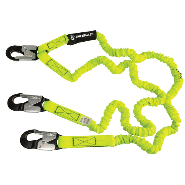 PRO 6′ Stretch Internal Energy Absorbing Lanyard: Dual Leg, Alu Snap Hooks Safewaze