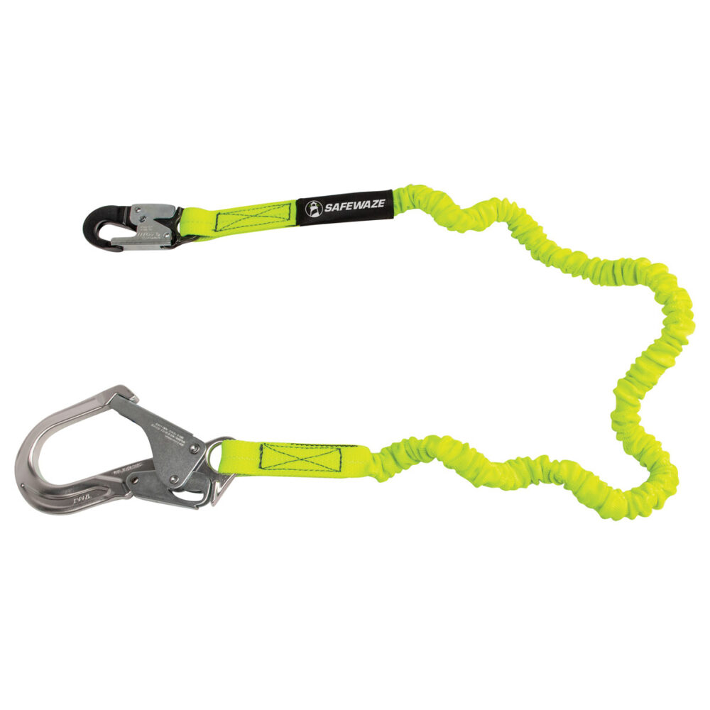 PRO 6′ Stretch Internal Energy Absorbing Lanyard: Alu Rebar Hook Safewaze