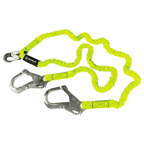 PRO 6′ Stretch Internal Energy Absorbing Lanyard: Dual Leg, Alu Rebar Hooks Safewaze