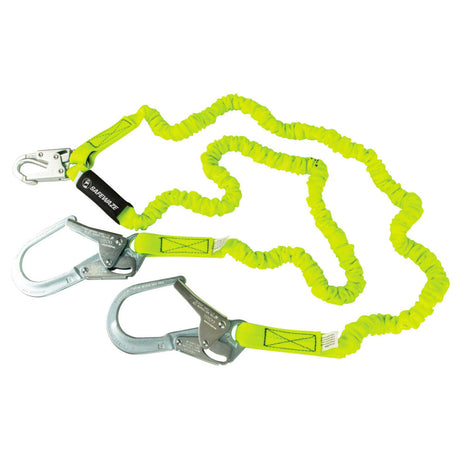 PRO 6′ Stretch Internal Energy Absorbing Lanyard: Dual Leg, Rebar Hooks Safewaze