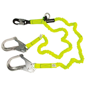 PRO 6′ Stretch Internal Energy Absorbing Lanyard: Dual Leg, O-Ring, Alu Rebar Hooks Safewaze