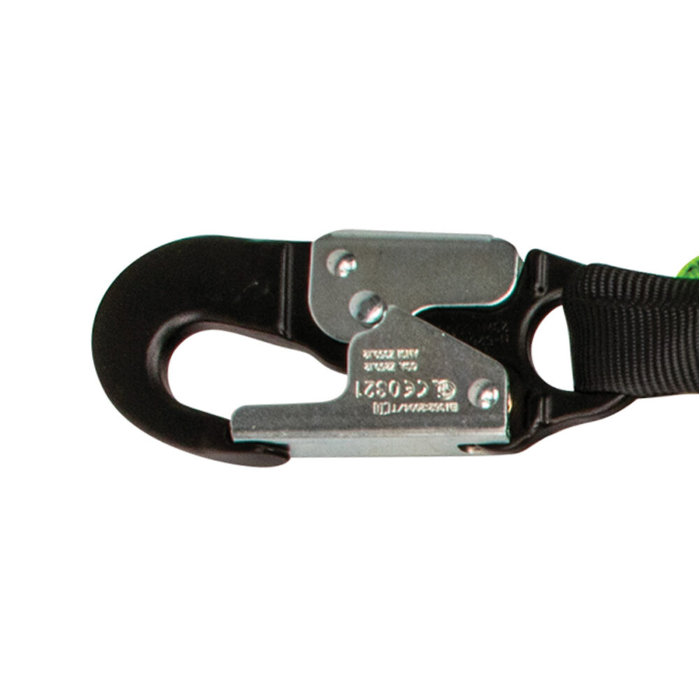 PRO 6′ Stretch Internal Energy Absorbing Lanyard: Dual Leg, O-Ring, Alu Rebar Hooks Safewaze