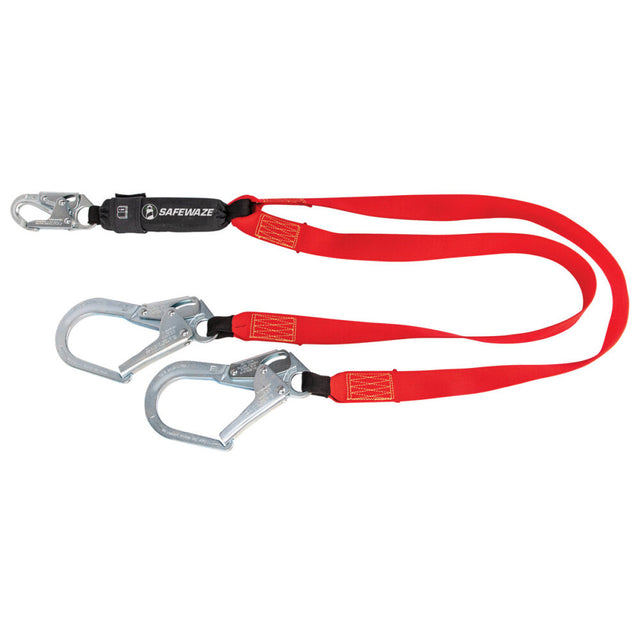 Welding 6′ Energy Absorbing Lanyard: Dual Leg, Rebar Hooks Safewaze