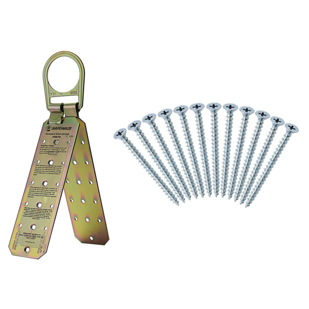 Reusable Roof Anchor FS870S Safewaze Reusable Roof Anchor w/ 12pc Sheet Metal Screws
