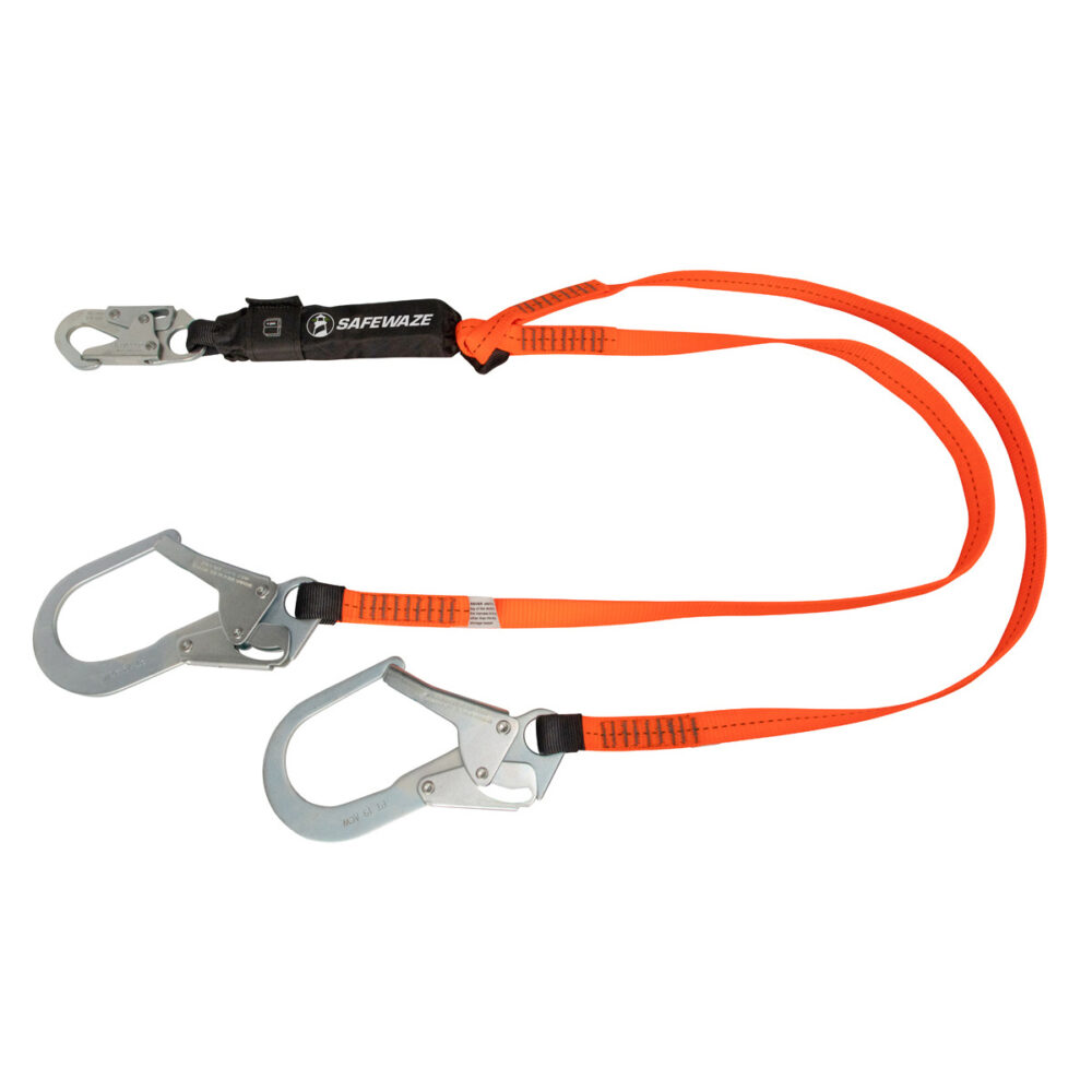 V-Line 6′ Energy Absorbing Lanyard: Dual Leg, Rebar Hooks Safewaze