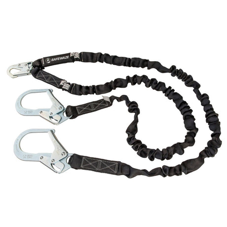 V-Line 6′ Internal Energy Absorbing Lanyard: Dual Leg, Rebar Hooks Safewaze