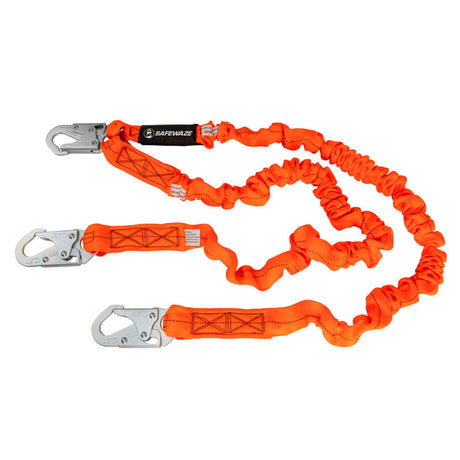 V-Line 6′ Stretch Internal Energy Absorbing Lanyard: Dual Leg, Snap Hooks Safewaze