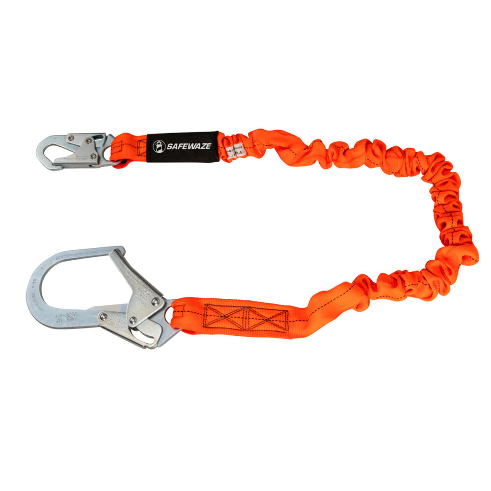 V-Line 6′ Stretch Internal Energy Absorbing Lanyard: Rebar Hook Safewaze