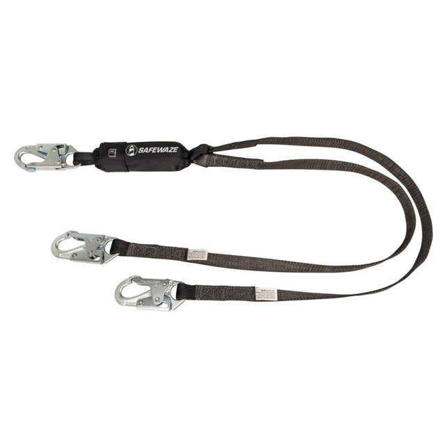 Heavyweight 6′ Energy Absorbing Lanyard: Dual Leg, Snap Hooks Safewaze