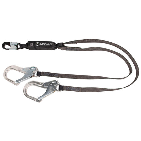 Heavyweight 6′ Energy Absorbing Lanyard: Dual Leg, Alu Rebar Hooks Safewaze