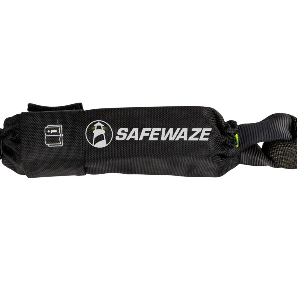 PRO 6′ Stretch Energy Absorbing Lanyard: 12′ FF Dual Leg, Alu Rebar Hooks, Rescue Rings Safewaze