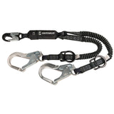 PRO 6′ Stretch Energy Absorbing Lanyard: 12′ FF Dual Leg, Alu Rebar Hooks, Rescue Rings Safewaze