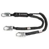 PRO 6′ Stretch Energy Absorbing Lanyard: 12′ FF Dual Leg, Snap Hooks Safewaze
