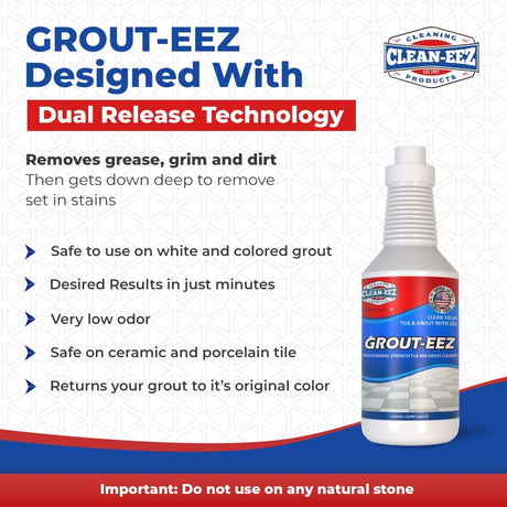 Grout-eez 2 Bottle Kit With FREE Stand Up Grout Brush 32oz Clean-eez