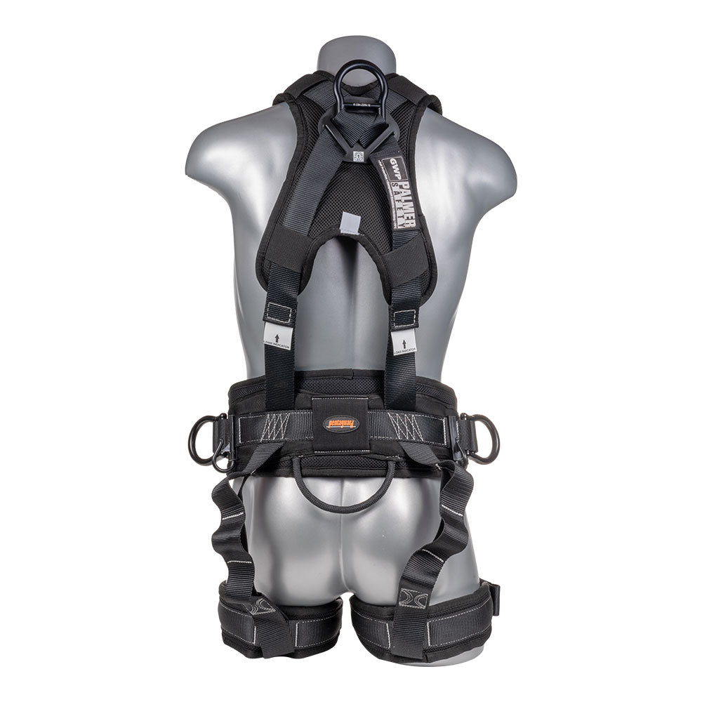 Akula™ Series Harness 5pt., Padded Back/Legs, QCB, Positioning Belt Side D-Rings, Back and Dual Front D-Rings, Black Palmer Safety